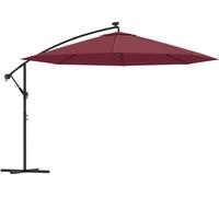 vidaXL Parapluie avec éclairage LED Mât en acier rouge bordeaux 350 cm