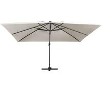 vidaXL Parapluie avec éclairage LED Mât en aluminium 400x300 cm Blanc sable