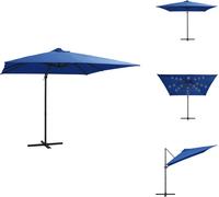 vidaXL Parapluie avec lampes LED et mât en acier 250x250cm Bleu Azur - Parasols & Protection solaire
