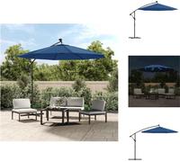 vidaXL Parapluie avec lampes LED et mât en acier 300 cm bleu azur - Parasols & Protection solaire