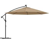 vidaXL Parapluie avec lampes LED et mât métallique 350 cm Taupe
