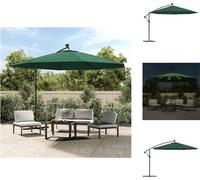 vidaXL Parapluie avec lampes LED et mât métallique 350 cm Vert - Parasols & Protection solaire