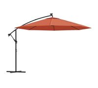vidaXL Parapluie avec éclairage LED Mât en acier Terracota 350 cm