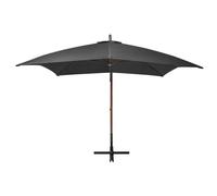 vidaXL Parapluie avec mât Anthracite 3x3 m Sapin massif