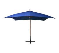vidaXL Parapluie avec mât bleu azur 3x3 m bois de sapin massif