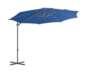 vidaXL Parapluie avec mât en acier 300 cm bleu azur