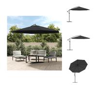 vidaXL Parapluie avec mât en aluminium 350 cm Noir - Parasols & ombrelles