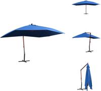 vidaXL Parapluie avec mât en bois 400×300 cm Bleu - Parasols & ombrelles
