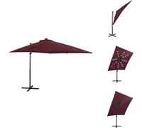 vidaXL Parapluie avec mât et éclairage LED rouge bordeaux 250 cm - Parasols & ombrelles