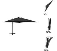 vidaXL Parapluie avec mât et LED Noir 300 cm - Parasols & Protection solaire
