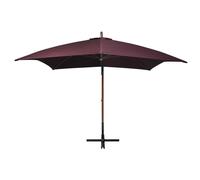 vidaXL Parapluie avec mât rouge bordeaux 3x3 m bois de sapin massif