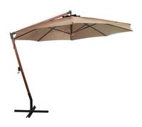 vidaXL Parapluie avec mât taupe 3,5x2,9 m bois massif sapin
