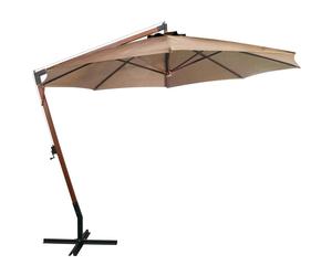 vidaXL Parapluie avec mât taupe 3,5x2,9 m bois massif sapin