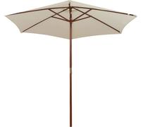 vidaXL Parasol 270×270 cm mât en bois blanc crème
