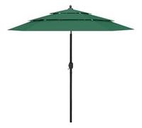 vidaXL Parasol avec mât en aluminium, 3 couches, 2,5 m, vert