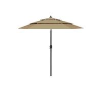 vidaXL Parasol avec mât en aluminium 3 couches Taupe 2,5 m