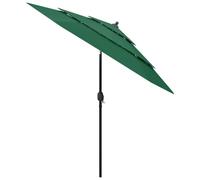 vidaXL Parasol avec mât en aluminium, 3 couches, 2,5 m, vert