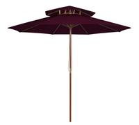 Vidaxl Parasol À Deux Étages Avec Mât En Bois Rouge Bordeaux 270 Cm