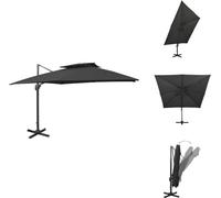 vidaXL Parasol à pied croisé avec système d'aération 300 x 300 cm Noir - Parasols et protections solaires