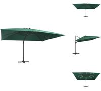 vidaXL Parasol ampli avec lampes LED et mât en aluminium 400x300 cm Vert - Parasols & Protection solaire