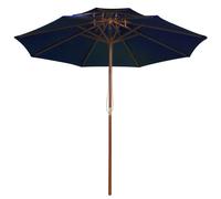 vidaXL Parasol avec double toit et mât en bois bleu 270 cm