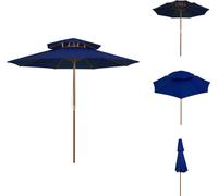 vidaXL Parasol avec double toit et mât en bois Bleu 270 cm - Parasols & Protection solaire