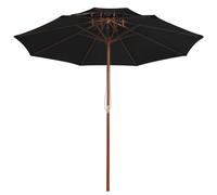 vidaXL Parasol avec double toit et mât en bois noir 270 cm