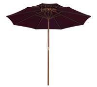 vidaXL Parasol avec double toit et mât en bois rouge bordeaux 270 cm