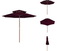 vidaXL Parasol avec double toit et mât en bois rouge bordeaux 270 cm - Parasols & ombrelles
