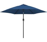 vidaXL Parasol avec éclairage LED et mât en acier 300 cm bleu azur