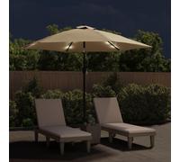 vidaXL Parasol avec lampes LED et mât en acier 300 cm Taupe