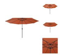 vidaXL Parasol avec lampes LED et mât métallique 400 cm Terracotta - Parasols & ombrelles