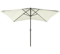 vidaXL Parasol avec LED et mât en acier Blanc sable 2x3 m