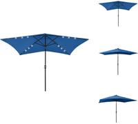 vidaXL Parasol avec LED et mât en acier Bleu Azur 2x3 m - Parasols & Protection solaire