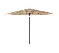 vidaXL Parasol avec LED et mât en acier brun 288x288x225 cm
