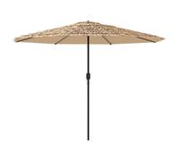 vidaXL Parasol avec LED et mât en acier brun 324x324x247 cm