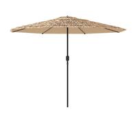 vidaXL Parasol avec LED et mât en acier brun 388x388x248 cm