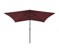 vidaXL Parasol avec LED et mât en acier rouge bordeaux 2x3 m