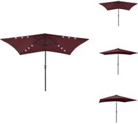 vidaXL Parasol avec LED et mât en acier rouge bordeaux 2x3 m - Parasols & ombrelles