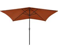 vidaXL Parasol avec LED et mât en acier rouge terracotta 2x3 m