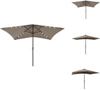vidaXL Parasol avec LED et mât en acier Taupe 2x3 m - Parasols & Protection solaire