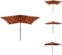 vidaXL Parasol avec LED et mât en acier Terracotta-Rouge 2x3 m - Parasols & Ecrans solaires