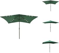 vidaXL Parasol avec LED et mât en acier Vert 2x3 m - Parasols & Protection solaire