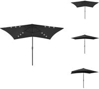 vidaXL Parasol avec LEDs et mât en acier Noir 2x3 m - Parasols & Protection solaire