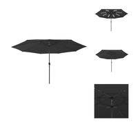 vidaXL Parasol avec lumières LED et mât métallique 400 cm Noir - Parasols & ombrelles