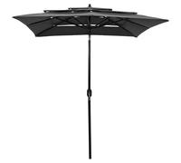 vidaXL Parasol avec mât en aluminium 3 couches anthracite 2x2 m