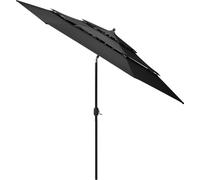 vidaXL Parasol avec mât en aluminium 3 couches anthracite 3 m