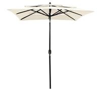 vidaXL Parasol avec mât en aluminium 3 couches couleur sable 2x2 m