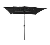 vidaXL Parasol avec mât en aluminium 3 couches noir 2,5x2,5 m