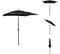 vidaXL Parasol avec mât en aluminium 3 couches noir 2x2 m - Parasols & Protection solaire